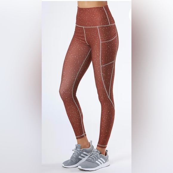 Scorpio Sol Yoga Gym Workout Dark Copper Leggings Women Size XS Logo Side Pocket - Picture 5 of 14